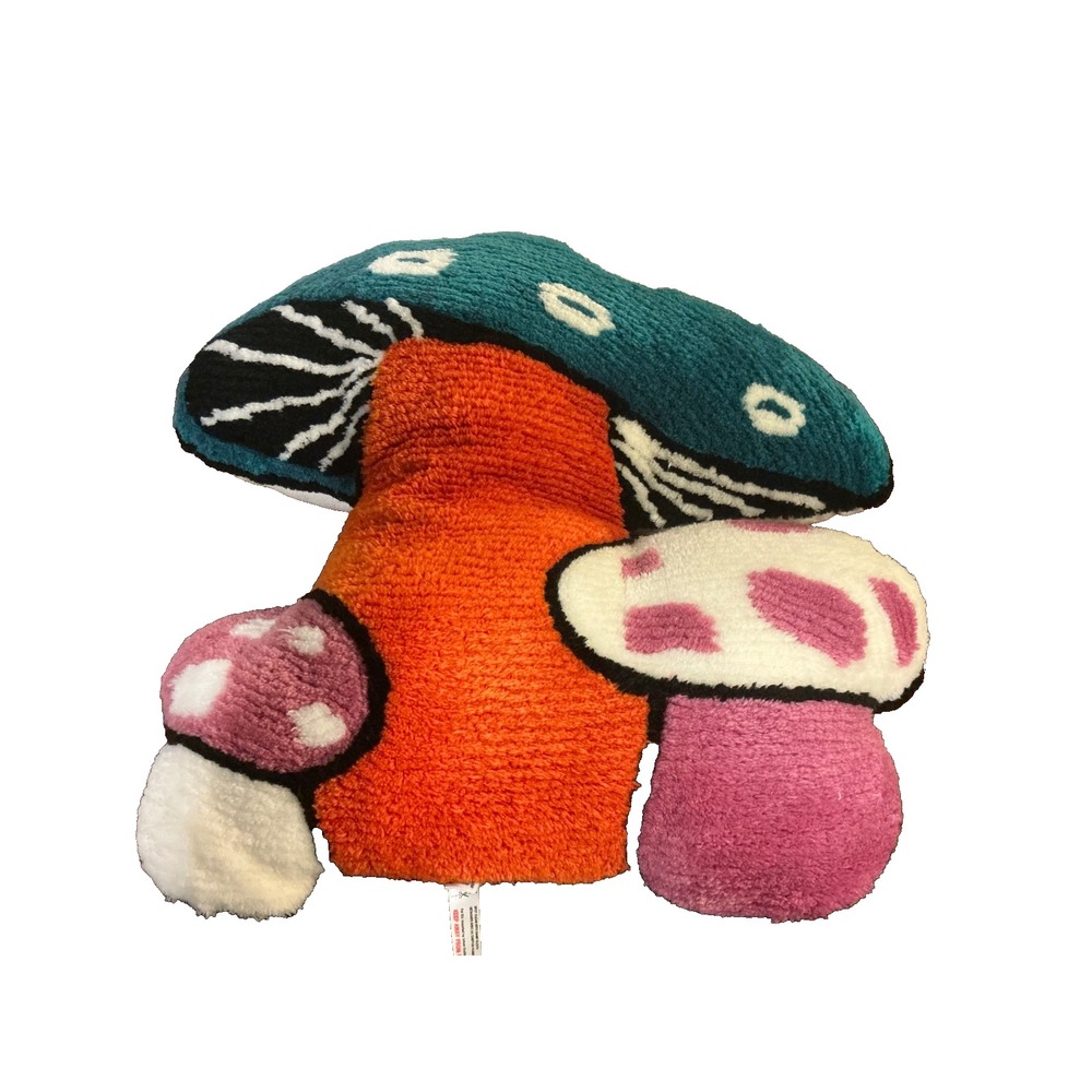 Urban Outfitters Mushroom Tufted Throw Pillow 15" Hipter Boho Colorful